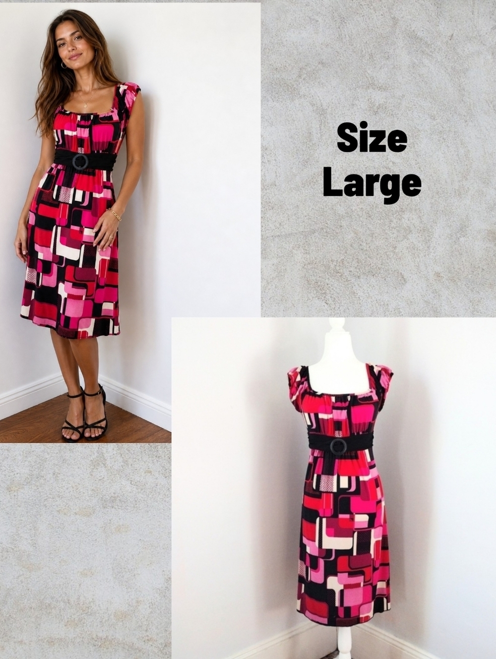 Volume One Women's Pink Color Block Dress Size Large